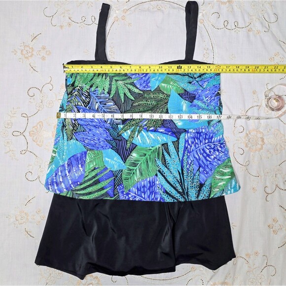 Maxine Of Hollywood Swim Dress Floral Tropical Modest Beach Vibrant Woman'sSz 12 - Picture 5 of 7